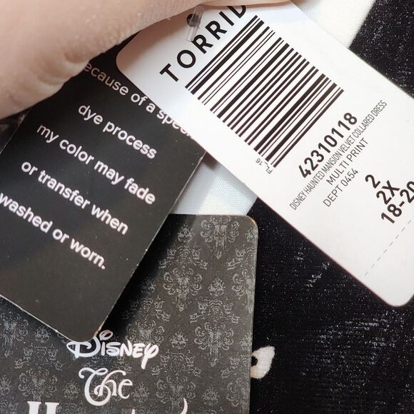 2X 18W 20W Torrid Black Velvet Collard Disney Haunted Mansion Dress Pocket Mini - Picture 8 of 11